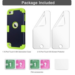 IDweel for iPod Touch Case with 2 Screen Protectors, 3 in 1 Navy Blue + Green