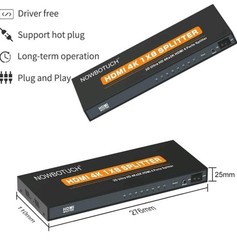 1×8 HDMI Splitter 8 Port 1 in 8 out HDMI Switch 1 Port, Duplicate/Mirror Powered