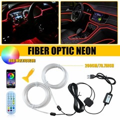 LED Neon Light Trim Glow Optic Fiber Strip Car Interior Ambient Lighting Kit.APP