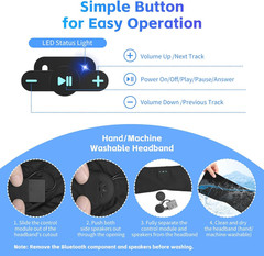 Sleep Headphones Bluetooth 6.0 Headband, 3-IN-1 Sleeping Headband Headphones for