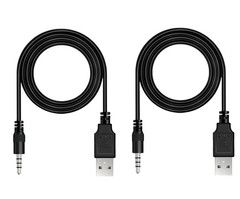 BERLAT 3.5mm Male AUX Audio Jack to USB 2.0 Charge Data Cable black