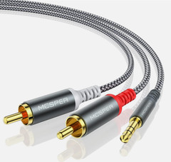 MCSPER 6.6ft 3.5mm to 2-RCA Audio Cable Hi-Fi Stereo Aux Splitter Cord FAST SHIP