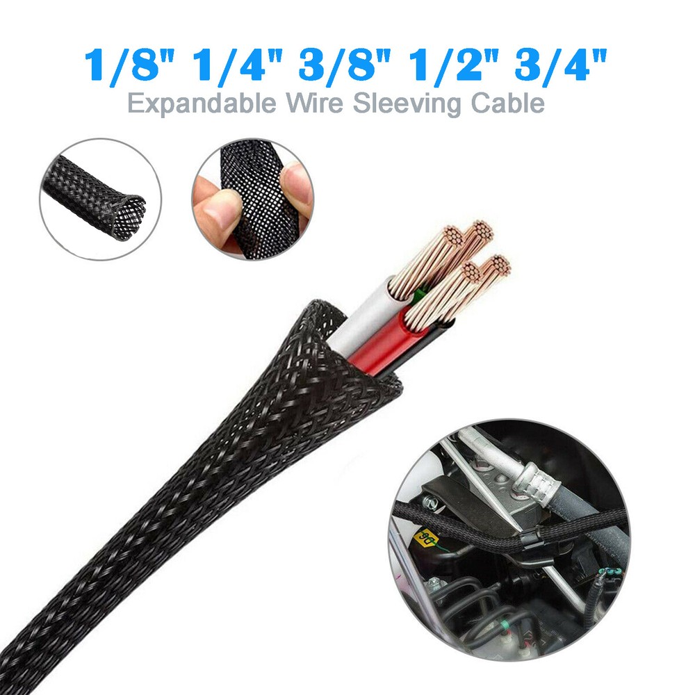 1/8″ 1/4″ 3/8″ 1/2″ 3/4″ Expandable Wire Cable Sleeving Sheathing Braided Loom