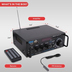 Pyle 200W Stereo Power Amplifier with Bluetooth Dual Channel Audio Receiver