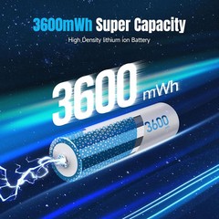 1.5V Rechargeable AA Lithium Batteries 8 Pack, 3600mWh Lithium Rechargeable