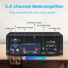 Home Audio Stereo Amplifier AK45: 300Wx2 Bluetooth 5.0 High-Power Receiver