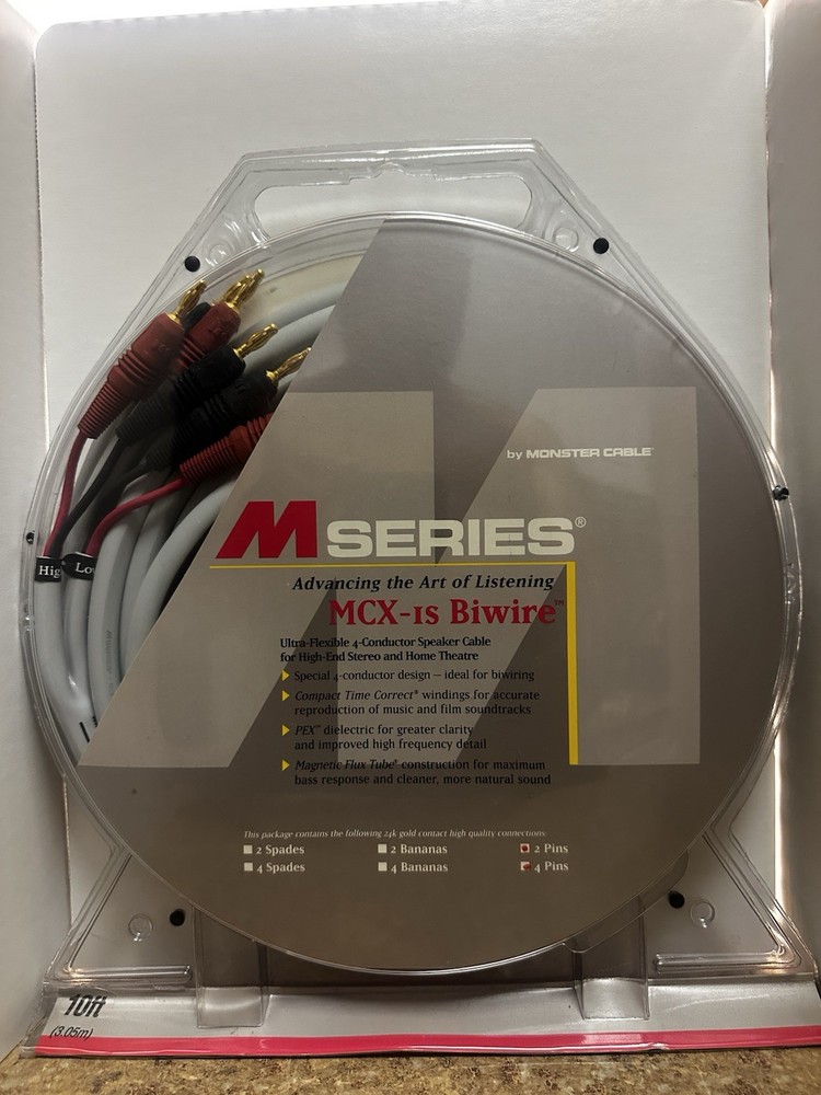 New Sealed Monster Cable M Series MCX-1s Bi-Wire Speaker Cables 10 ft Pair