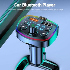 Wireless Bluetooth 5.0 Car Hands-Free FM Transmitter Adapter Dual USB PD Charger