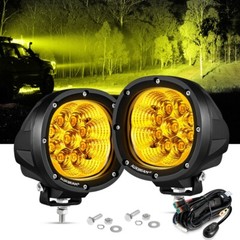 AUXBEAM 4″ 90W Amber LED Pods Work Light Bar Spot Driving Fog Lamp+Black Covers