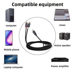 USB C to 2 Male RCA Audio Stereo Cable, USB Type C to 2-Male RCA Adapter Audi…
