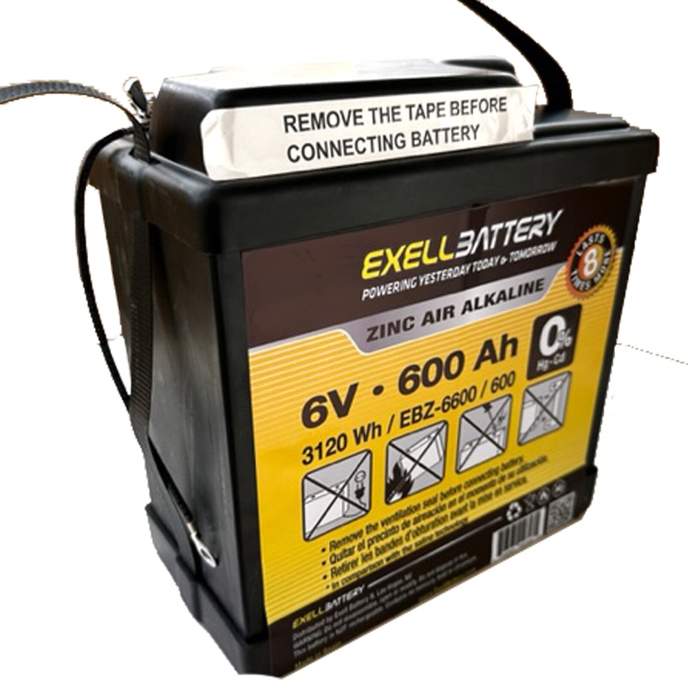 Exell Battery EBZ-6600 6V 600Ah Zinc Air Alkaline Battery