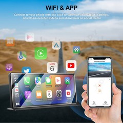 11.3″ Portable Dash Cam Wireless Apple CarPlay Android Auto Car Stereo microSD
