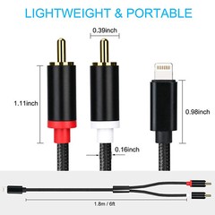 2-Male RCA to iOS Adapter Audio Stereo Cable Aux Cord Compatible with iPhone Pad