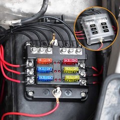 6 Way Car Boot Power Distribution 12-24V Blade Fuse Holder Box Block Panel Board
