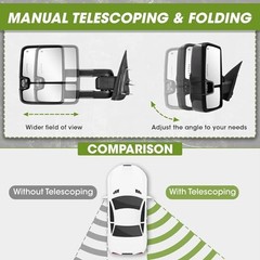 Towing Mirrors for Chevy Silverado/GMC Sierra 1500 Painted Black (code:8555)