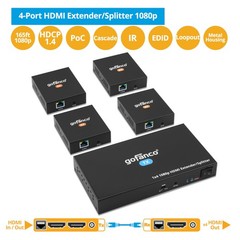 gofanco 1080p 1×4 HDMI Extender Splitter Over CAT5e/6/7 Cable – Up to 165ft