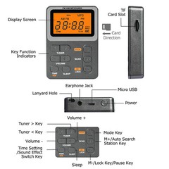 Portable Pocket Digital LCD AM FM Radio Stereo MP3 USB Rechargeable w/Earphones