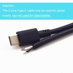100pcs 1ft 25cm USB C Cord Type-C Male Cable 2 wires 22AWG Power Pigtail Cable