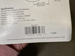 Radio Shack 500mA DC Meter Tester Panel-Mount
