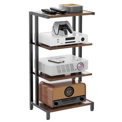 Rustic 4-Tier Media Stand for Record Player Stereo Bracket Country Style US