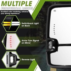 Towing Mirrors for Chevy Silverado/GMC Sierra 1500 Painted White (code:8624)