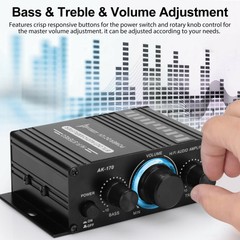 HiFi Amplifier Mini 400W Aluminum Audio Stereo Power Amplifier Preamp DC 12V Car