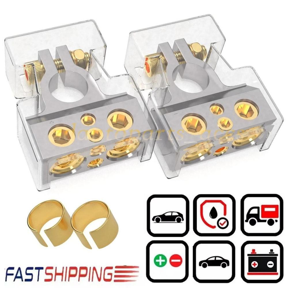 Car Audio Battery Terminals with Shims 2PCS Positive and Negative Car Battery