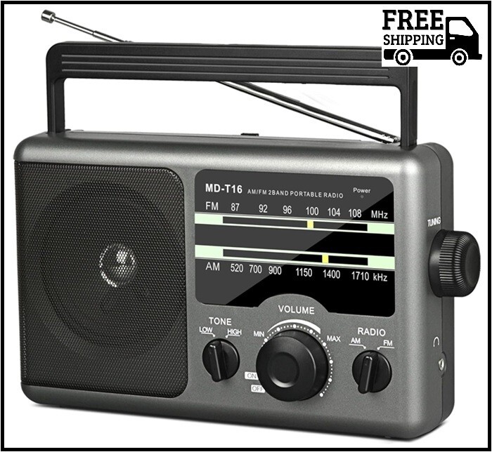 AM FM Portable Radio Battery Operated Radio by 4X D Cell Batteries Or AC Power T