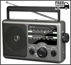 AM FM Portable Radio Battery Operated Radio by 4X D Cell Batteries Or AC Power T