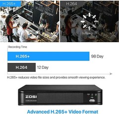 ZOSI H.265 5Mp-Lite HD 8CH DVR System 2TB Hard Drive AI Human Vehicle Detection