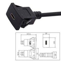 USB-C Type-C Male to Female 10Gbps Extension Cable Flush Car Latch Mount USB 3.1