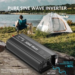 Pure Sine Wave 2000Watt Car Power Inverter Converter DC 12V to 120V AC VOLTWORKS