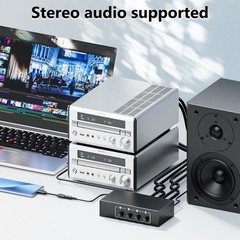 3.5mm Aux + RCA L/R Audio Splitter 1 in 4 Out Stereo Analog Black