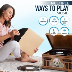 SoundBeast All-in-One Turntable – Record Player Bluetooth CD Cassette Tape FM