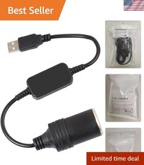 Portable 5V USB A to 12V Cigarette Lighter Socket for Travel and Dash Cameras