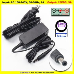 NEW 12VDC/3A AC Power Adapter/Charger *5.5×2.5mm Plug*