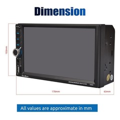 Double 2 DIN 7 in Wireless Apple Carplay Car Stereo Head Unit HD Screen FM Radio