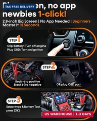 Easy to Use 2-in-1 OBD2 Scanner with Battery Tester: 1S Read & Clear Check Engin