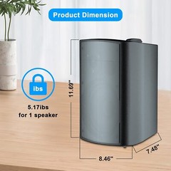 4 Pack 6.5″ Outdoor Bluetooth Speakers 800W Waterproof Wired Wall Mount Patio