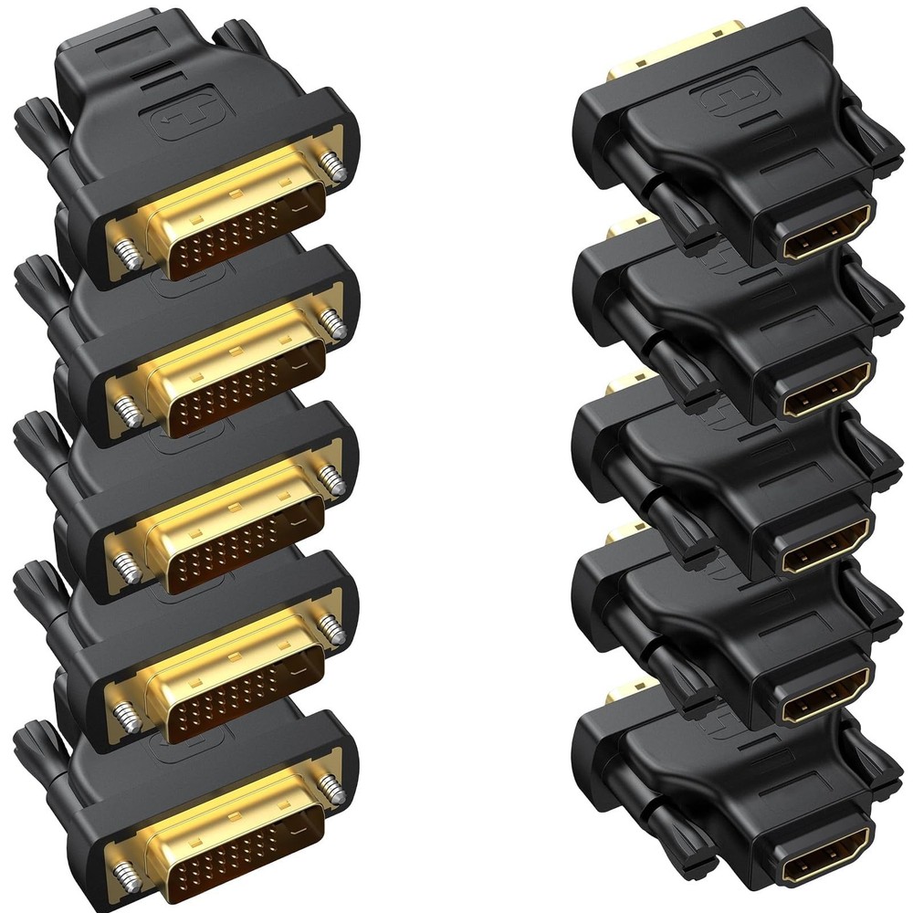 DVI to HDMI Adapter, 10-Pack, Bidirectional, DVI-D(24+1)