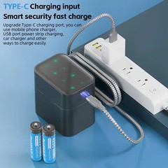 PUJIMAX 4255mWh AA 1.5V High Capacity Rechargeable Lithium Batteries + Charger