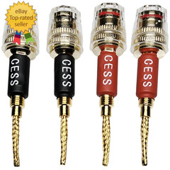 CESS-220 Pin Banana Plug to 4Mm Female Banana Jack/Speaker Wire, 4 Pack (Braided