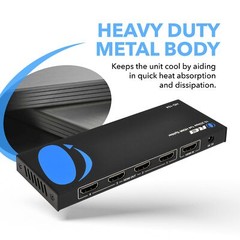 OREI 4K 1X4 HDMI Splitter, 1 Port to 4 Display, Powered