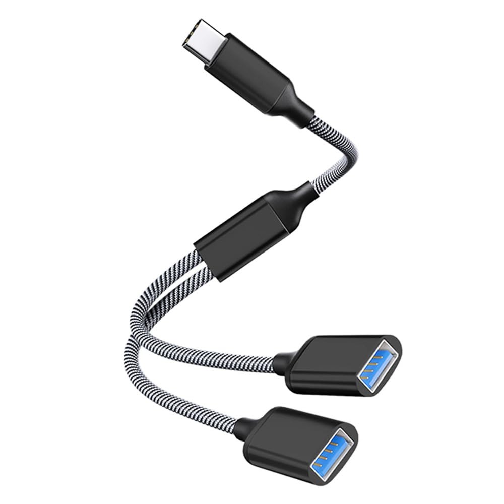 USB C Male to Dual USB Female Adapter, USB C Splitter, Type C OTG Adapter, Dual