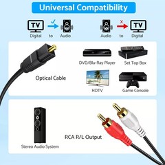 192kHz High-Resolution DAC Toslink/Coaxial to RCA Adapter 20Hz-20kHz Response