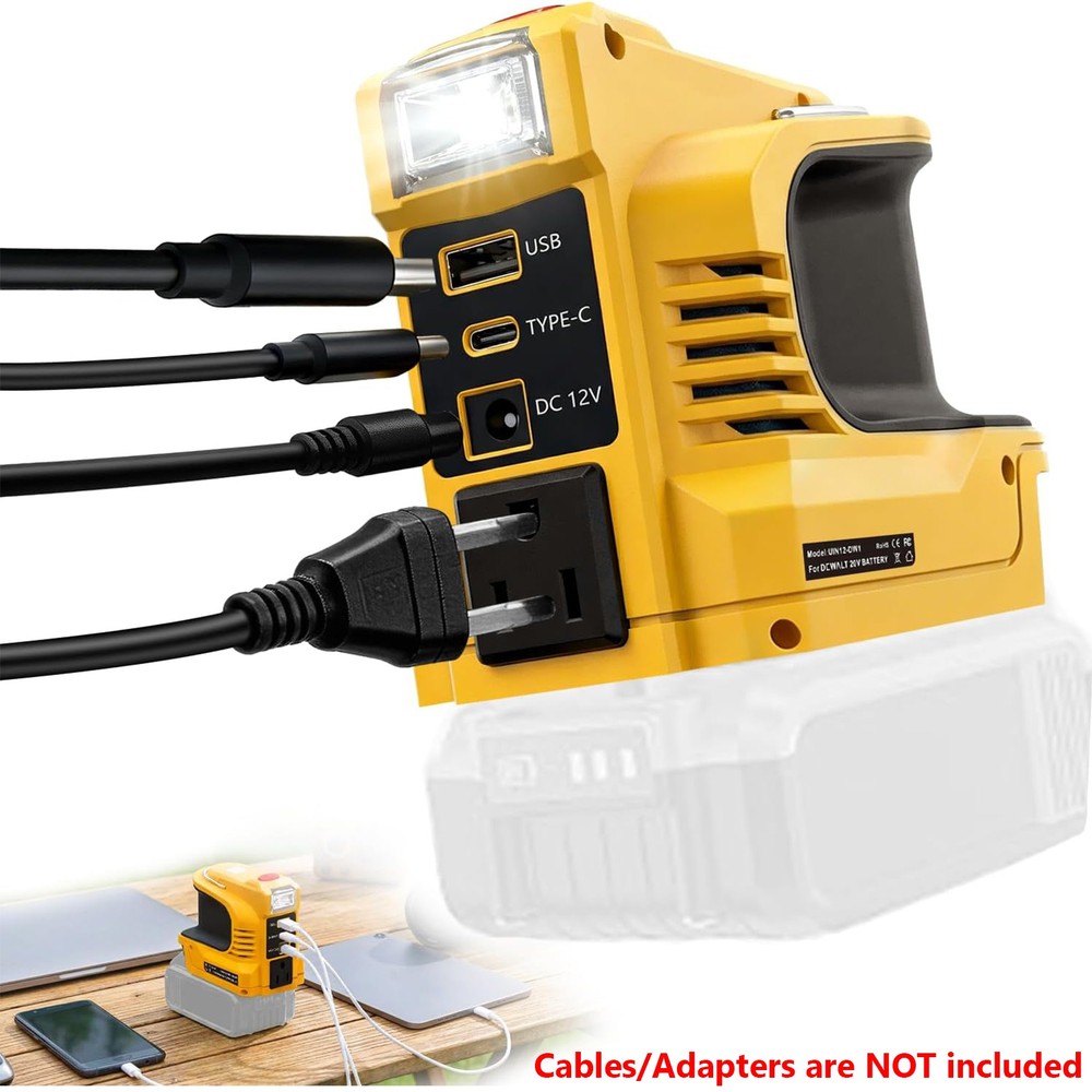 220W Power Inverter Compatible with DeWalt 20V Max Battery DC 20V to 110V AC LED