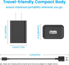 5V Power Supply, DC 5V 2A Power Cord, with USB C and Micro USB Port. | for DC