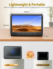 10.7″ IPS Flat Screen TV, Portable Mini TV with Antenna ATSC Tuner, LCD Monitor