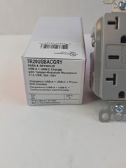 Pass & Seymour Commercial USB Charging Receptacle – 20A Type A C Gray