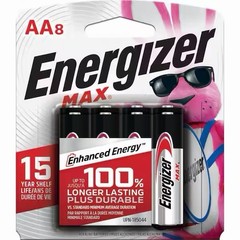 Energizer MAX AA Alkaline Batteries 8-Pack 1.5V 15 Year Shelf Life